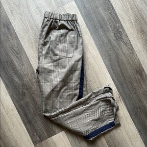 High Waisted Urban Outfitters Brown and Blue Trousers